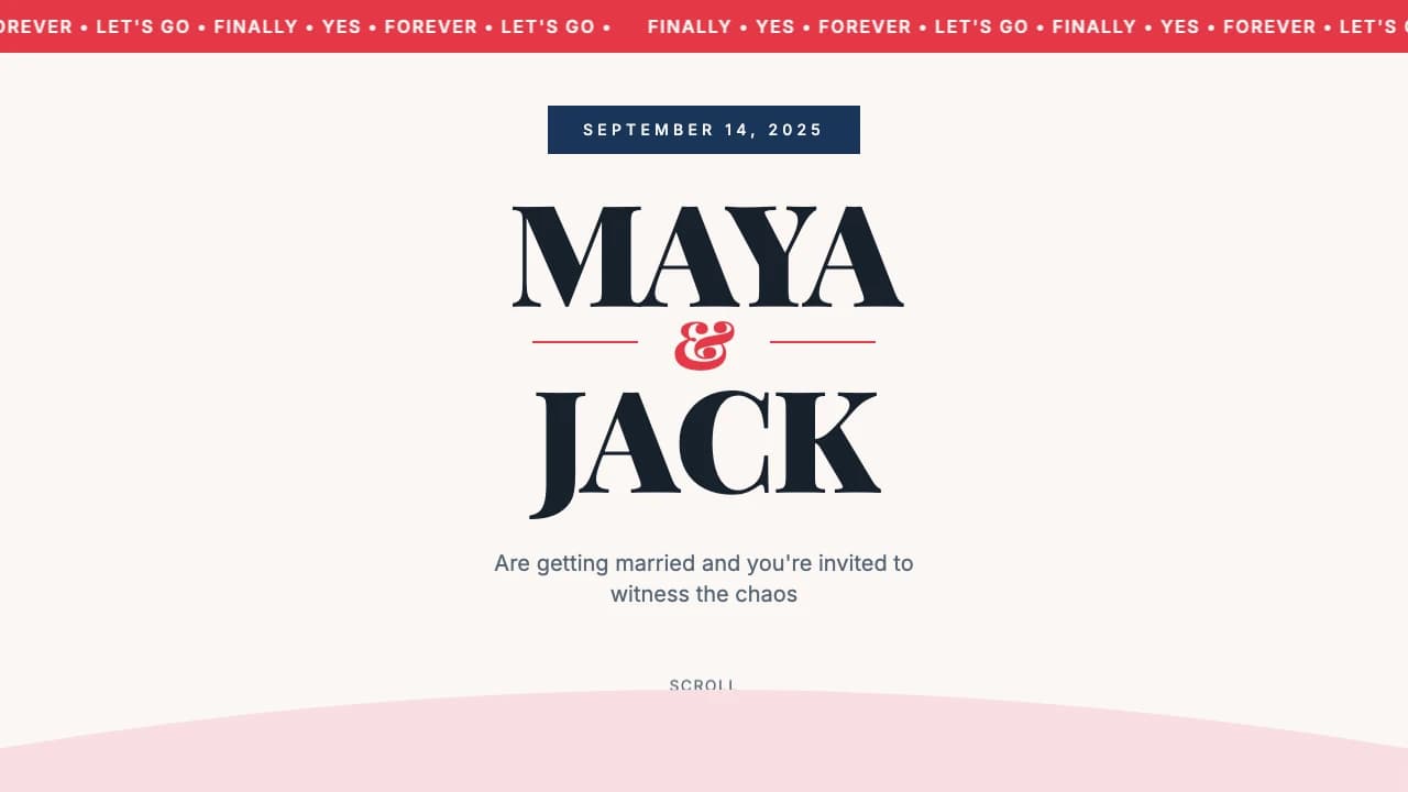 Screenshot of Bold Love Wedding